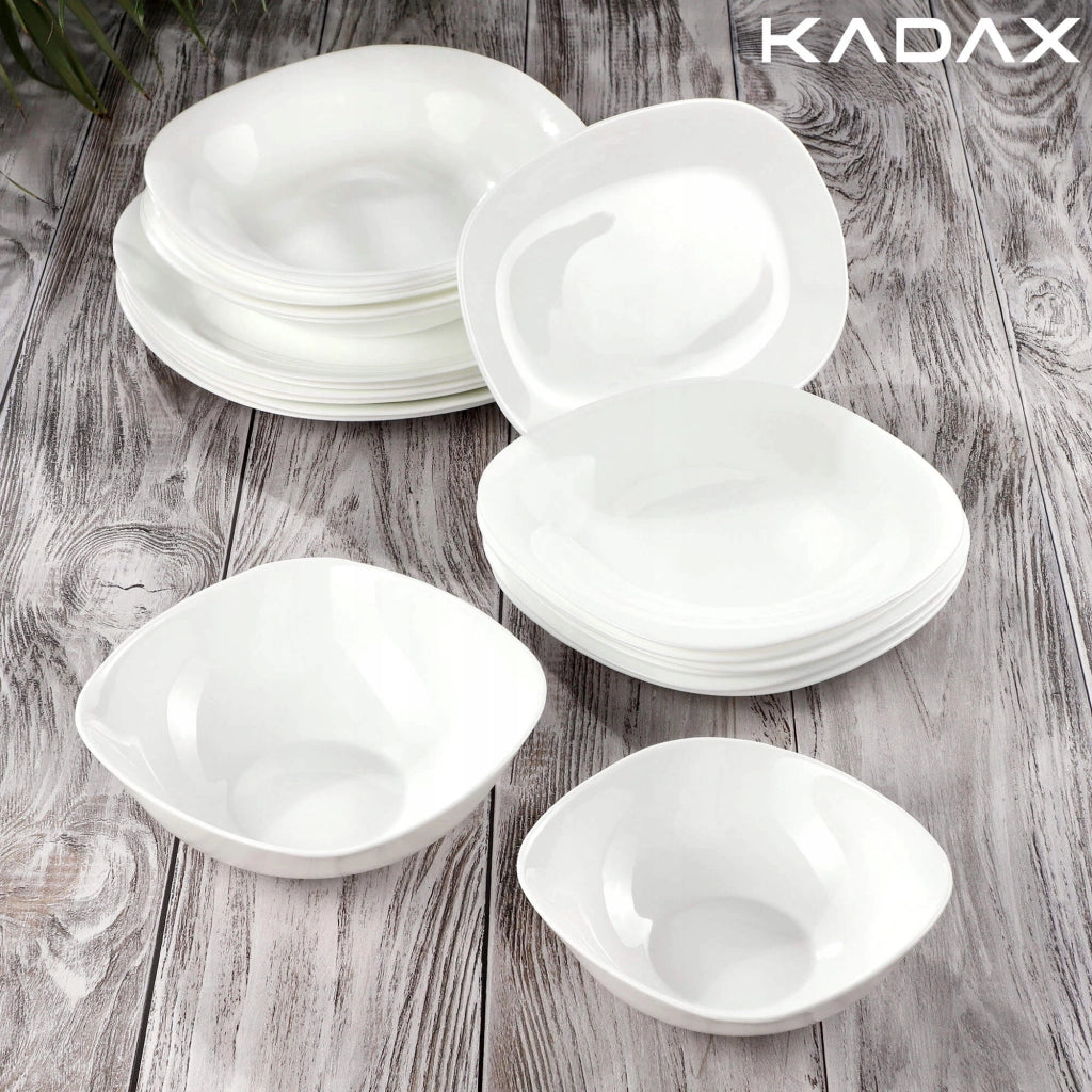 Piatto fondo KADAX 23 cm per zuppa, vetro bianco, piatti grandi in vetro