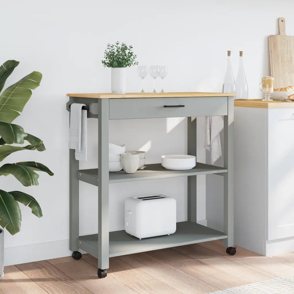 Carrello da Cucina MONZA 84x40x88,5 cm in Legno Massello di Pino 376104