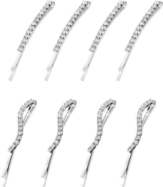 Set di Spille per Capelli in Argento - Progettato con Cristallo e Diamanti