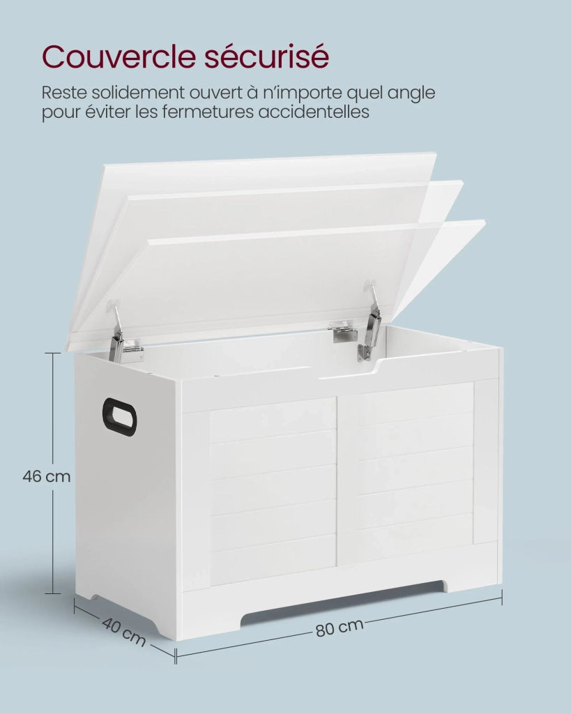 Cassapanca portaoggetti da interno scarpiera pouf panca portaoggetti per bambini con cerniere di sicurezza stile moderno 100 x 40 x 46 cm bianco opaco 12_0005147