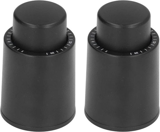 Due Stuks Stoppers per Vino in Vetro - Sigillatore per Vino - Hermetico - Impermeabile - Argento - Tipo Pistone - Data di Sigillatura Vino Bottiglia