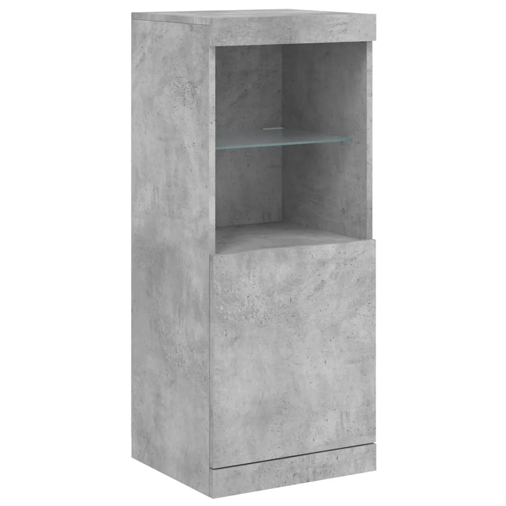 Credenza con Luci LED-Buffet-Armadio da cucina Grigio Cemento 162x37x100 cm 873653