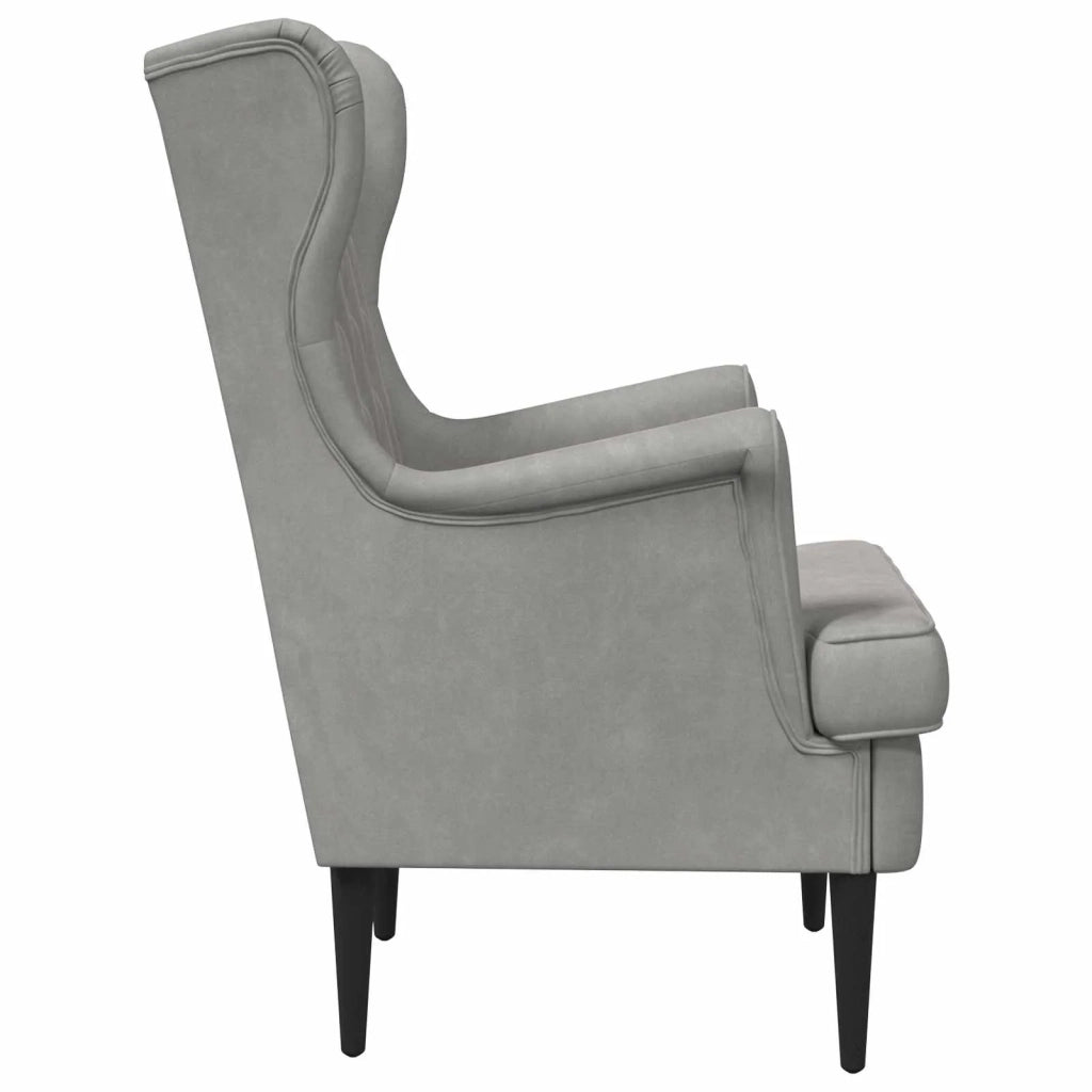 Poltrona-Divano Sedia-Poltroncina Grigio Chiaro Velluto 165436
