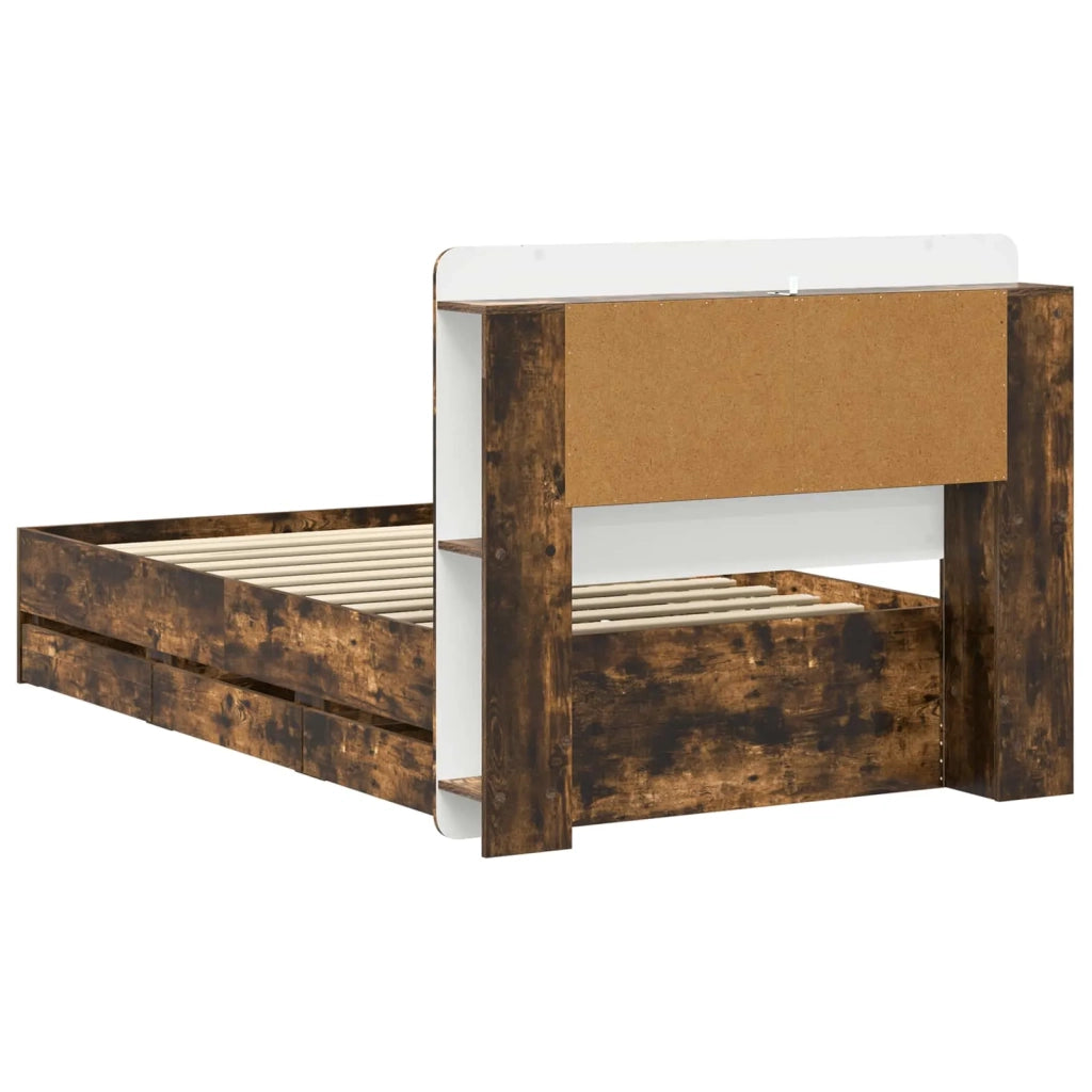 Struttura del letto con stoccaggio e testata Rovere Fumo 3433994