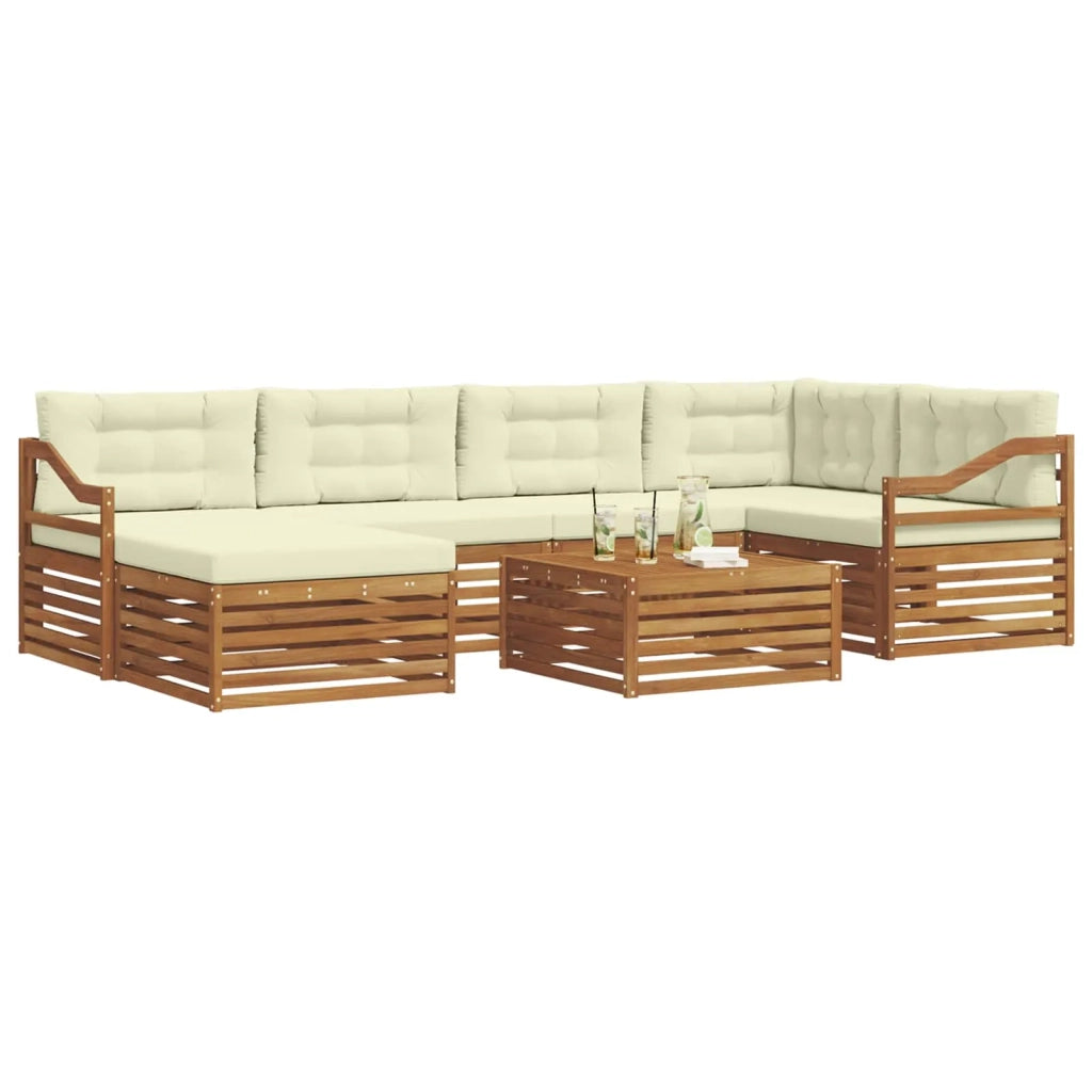Set di divani da esterno con cuscino 7 pcs Naturale e Crema