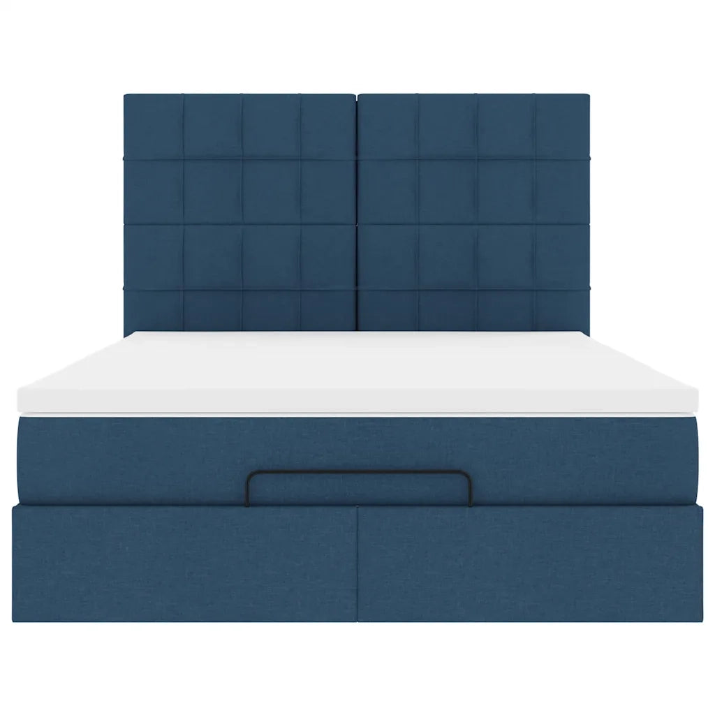 vidaXL Struttura Letto Pouf con Materasso Blu 140x190 cm in Tessuto