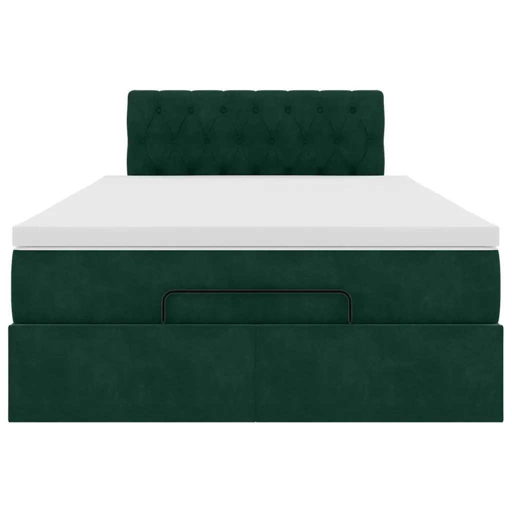 Pouf Letto con Materasso Verde Scuro 120x190 cm Velluto 3311834