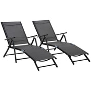 SET 2 SDRAIO DA GIARDINO PIEGHEVOLI CON SCHIENALE REGOLABILE 64X134X95 CM NERO