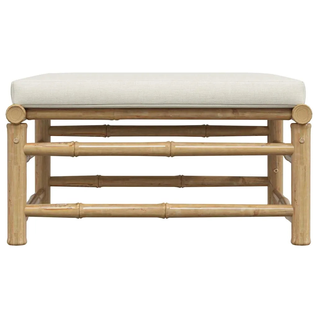 Sedia da giardino-Poggiapiedi da Giardino con Cuscino Bianco Crema in Bamb¨´ 600783