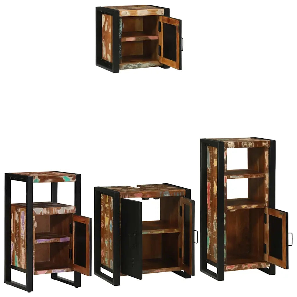 Set di mobili per il bagno 4 pcs Legno Recuperato Massello