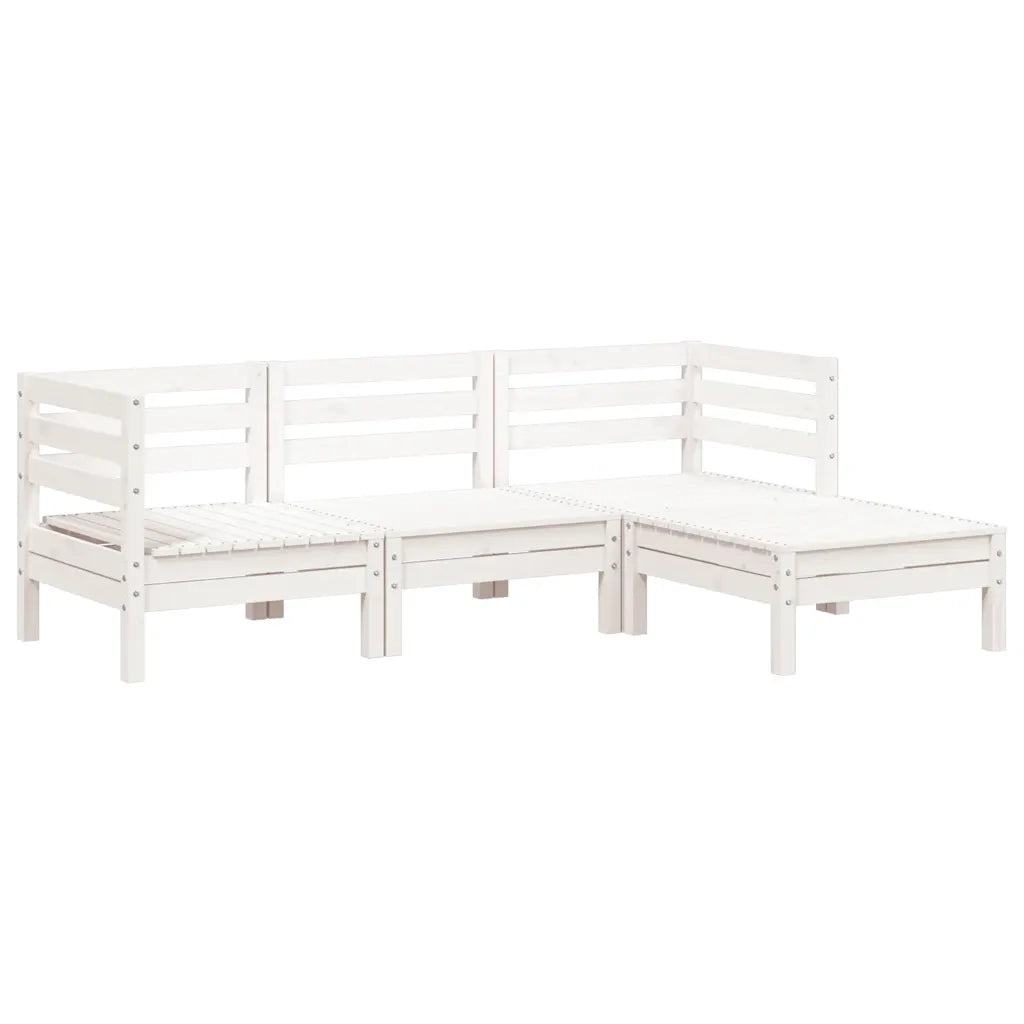 Divano da Giardino 3 Posti con Poggiapiedi Bianco Massello Pino 838055