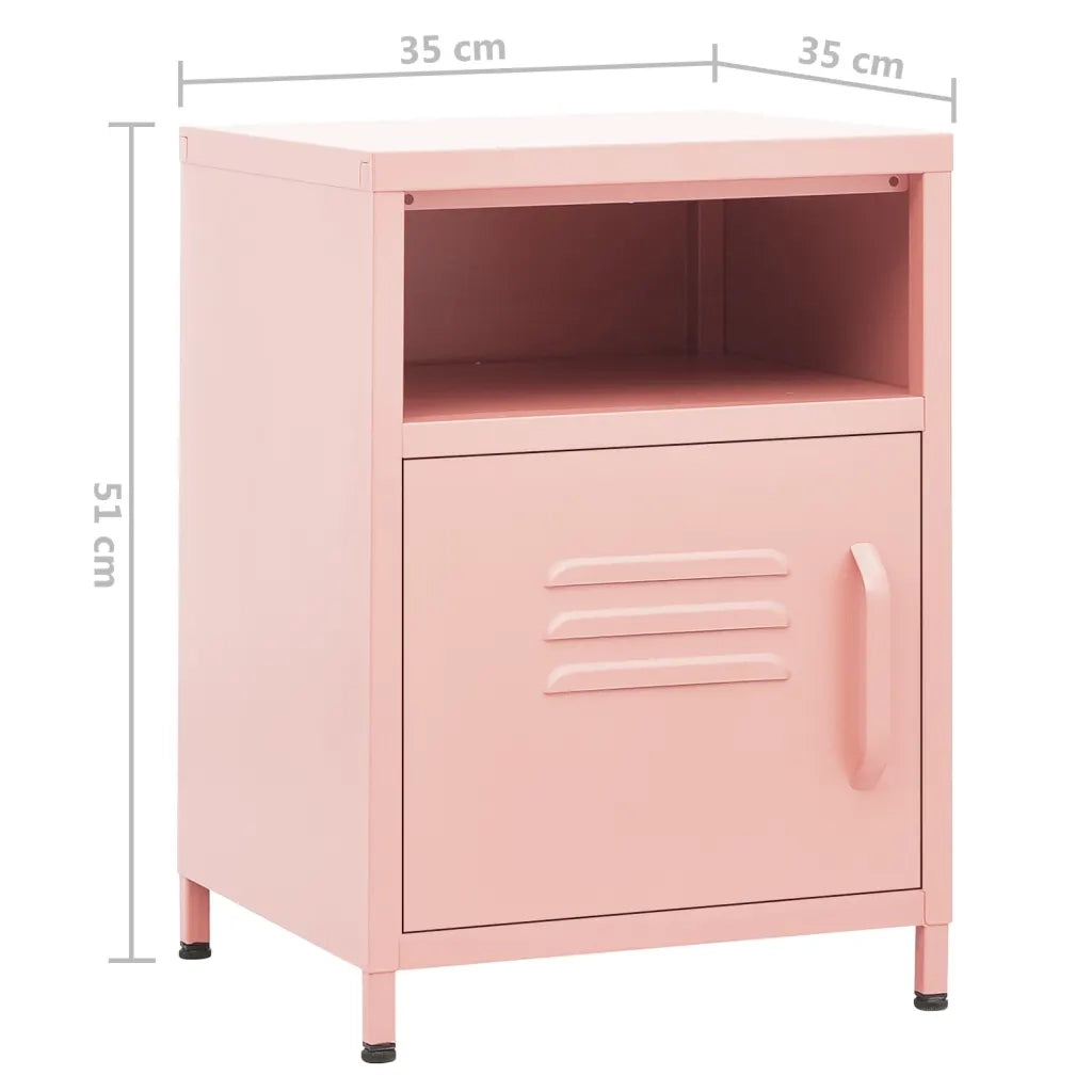 Comodino Rosa 35x35x51 cm in Acciaio 336220