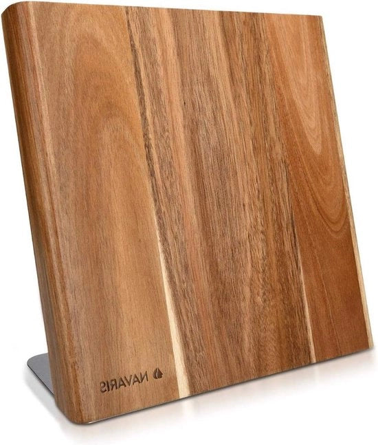 Blocco di misurazione magnetica in acacia - 277 x 275 cm - Organizzatore in legno per coltelli e accessori da cucina - Marrone - contenuto.