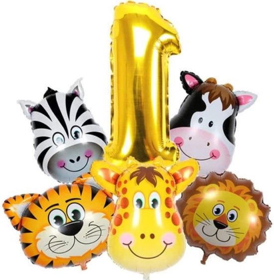 Decorazione di Compleanno Jungle Animali Ballo Num. 1 Gesso Safari 1 Anno Ragazza Ragazzo Bambino