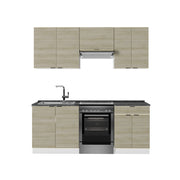 Cucina componibile Fame-Line Pannello in quercia/Bianco 200 cm, PL Antracite Vicco