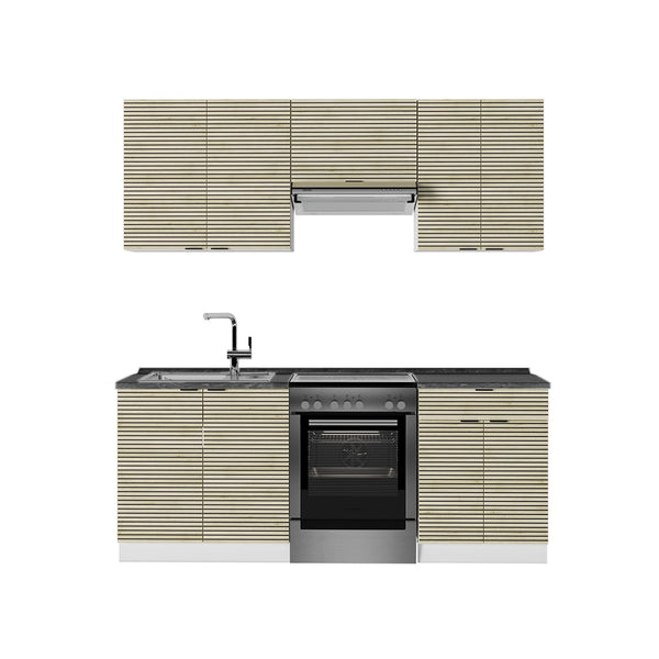 Cucina componibile Fame-Line Pannello in quercia/Bianco 200 cm, PL Antracite Vicco