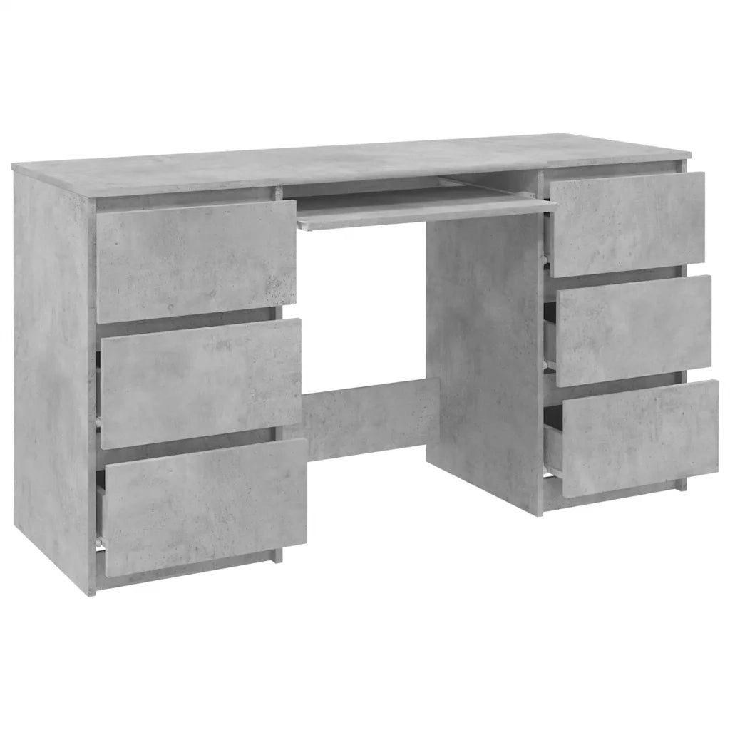 Scrivania | Tavolo da Ufficio Grigio Cemento 140x50x77 cm in Legno Multistrato