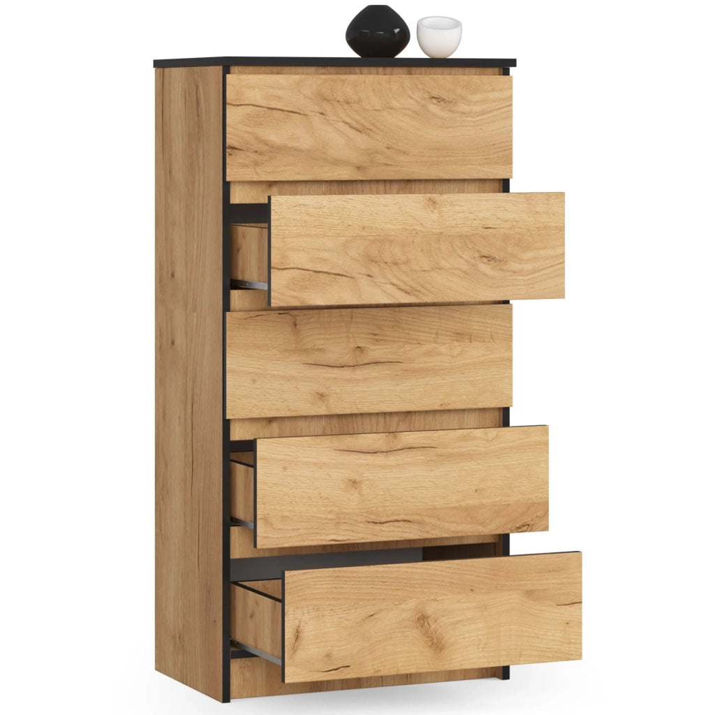 Cassettiera AKORD K60 Cassettiera Quercia Craft 60 cm 5 cassetti 60x40x121 cm
