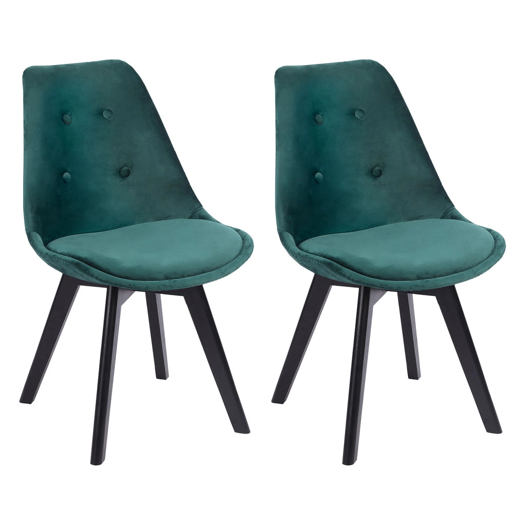 Set di 2 sedie in velluto verde NORA con cuscino