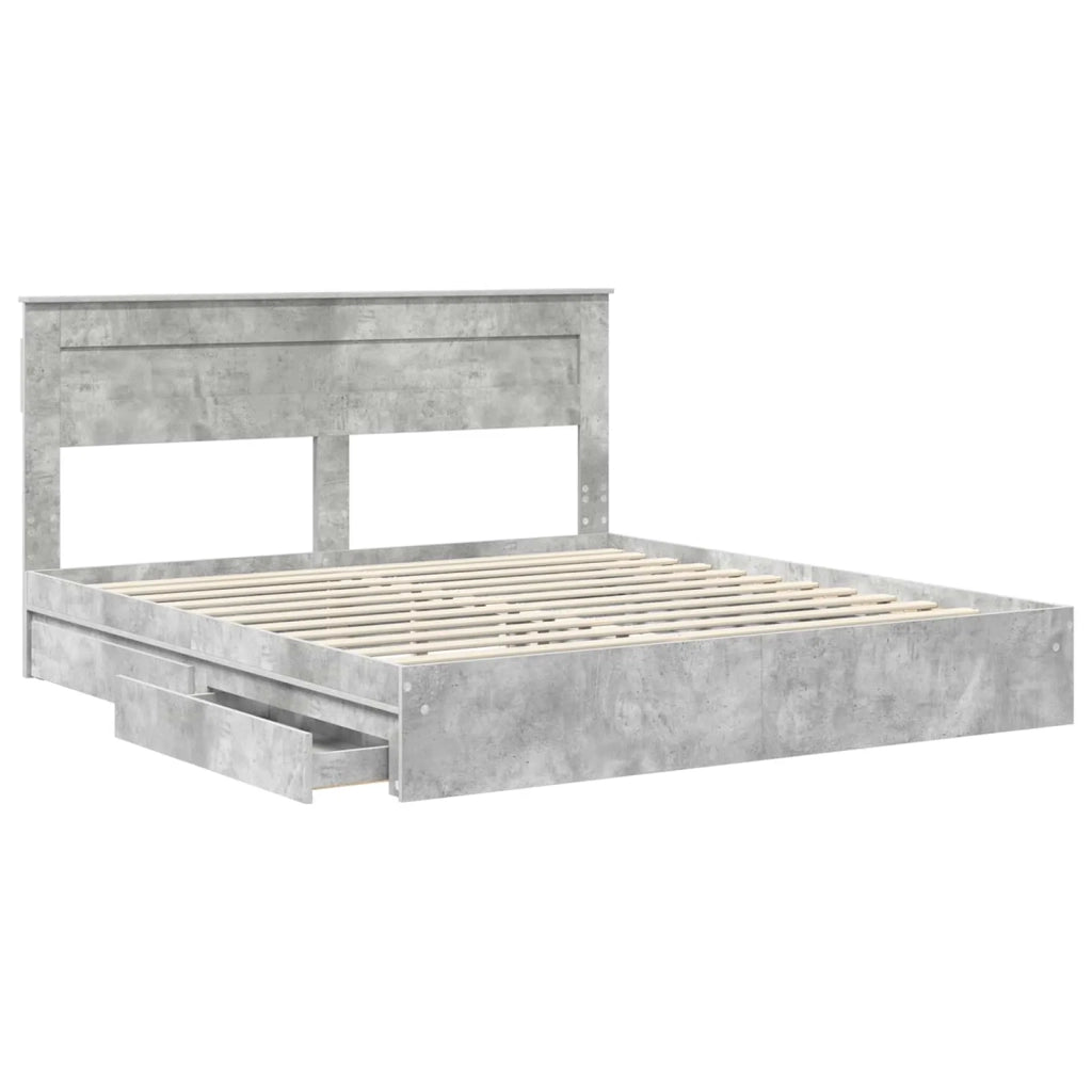 Letto con Contenitore con testiera Grigio cemento 200 x 200 cm