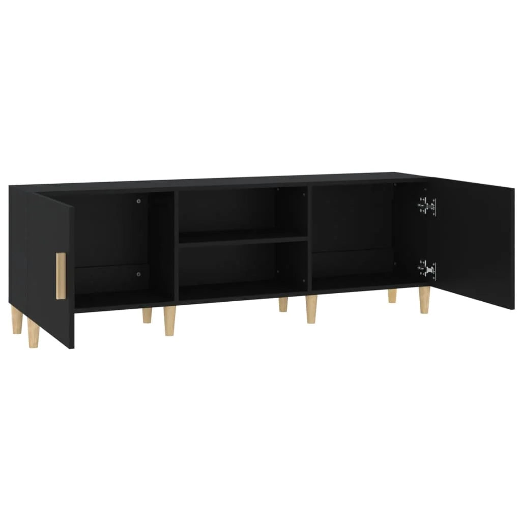 Mobile TV multimediale scaffale TV credenza mobile TV sala da pranzo soggiorno camera da letto 150 x 30 x 50 cm legno ingegnerizzato nero 02_0026003