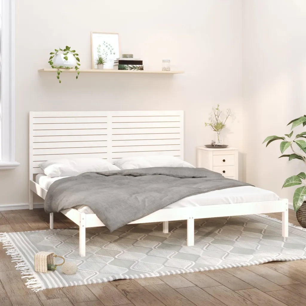 Giroletto-Struttura Letto Bianco in Legno Massello 180x200 cm Super King 448042
