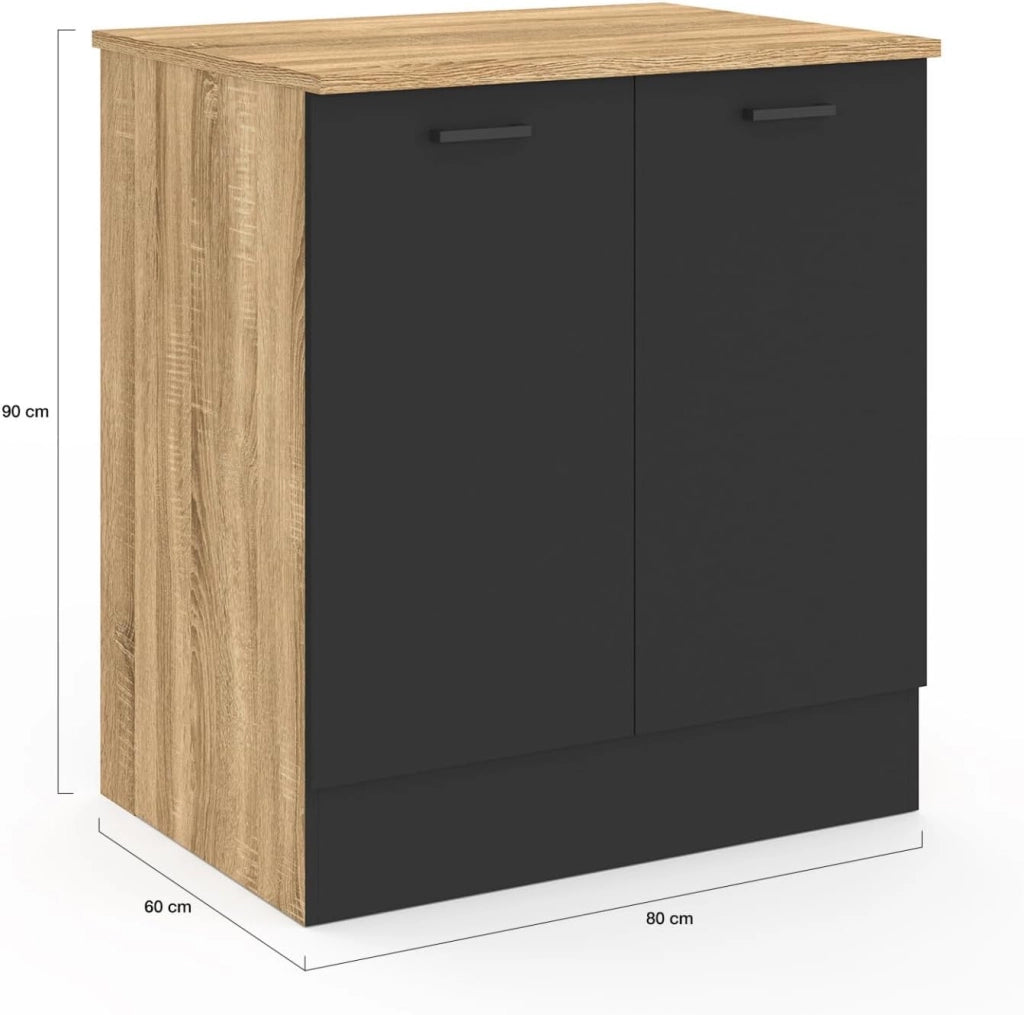 Base cucina 80 cm STIL Mobile a 2 ante in legno e nero