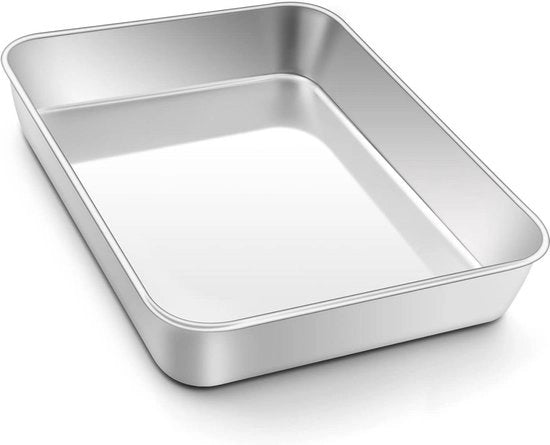 Piatto profondo per forno a forma di lasagna e brownie - 265 x 205 x 5 cm Acciaio inossidabile - Salute e facile da pulire