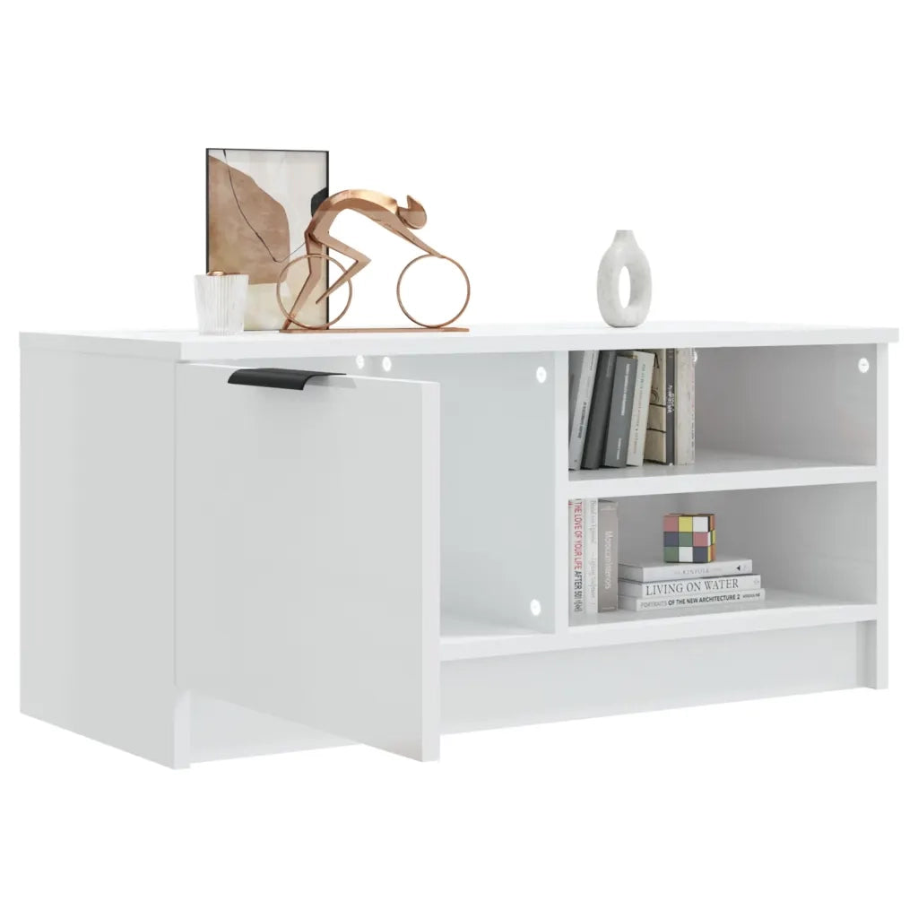 Mobile TV | Armadietto TV | Mobile Porta TV Bianco Lucido 80x35x45 cm in Legno Multistrato