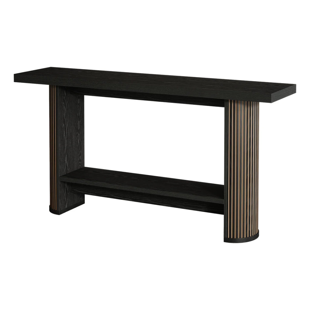 Consolle sottile in legno dal design moderno per ingresso e soggiorno, nera, struttura robusta, facile da montare