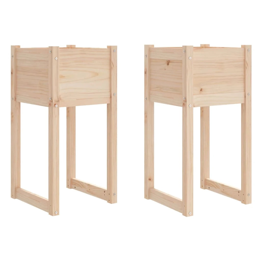 Fioriera rialzata per piante fiori giardino terrazze set da 2 40 x 40 x 81 cm legno massello di pino marrone 02_0038969