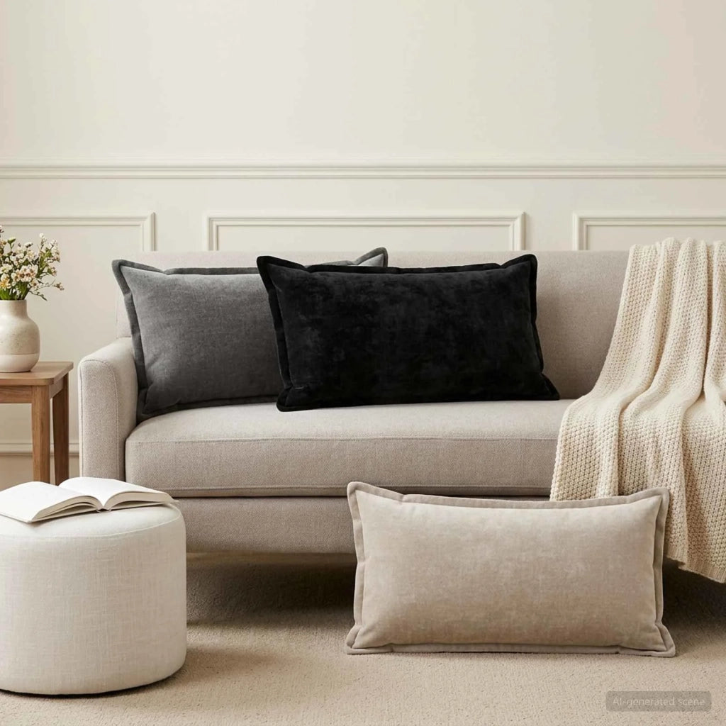 Federa 2 pz HOUTEN Grigio Scuro 40 x 80 cm Tessuto Chenille 918223