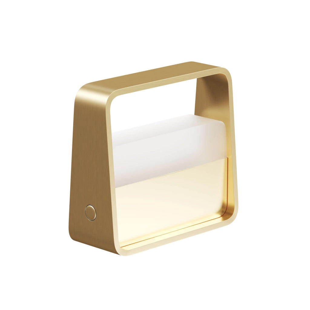 Lampada da Tavolo Portatile Bag 2W 180º Dimmable LED 3000K Oro Spazzolato, Batteria 3,5h Autonomia, Design Elegante IP20 - Beneito & Faure