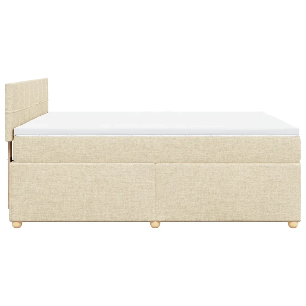 Giroletto a Molle con Materasso Crema 160x200 cm in Tessuto