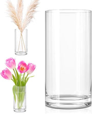 Vaso in vetro cilindrico, 25 cm alto, decorazione per tavola, grande vaso cilindrico in vetro per festa, matrimonio, decorazione di tavola
