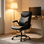 Sedia da ufficio girevole ergonomica con poggiatesta e braccioli ribaltabili schienale regolabile in PU nero per casa