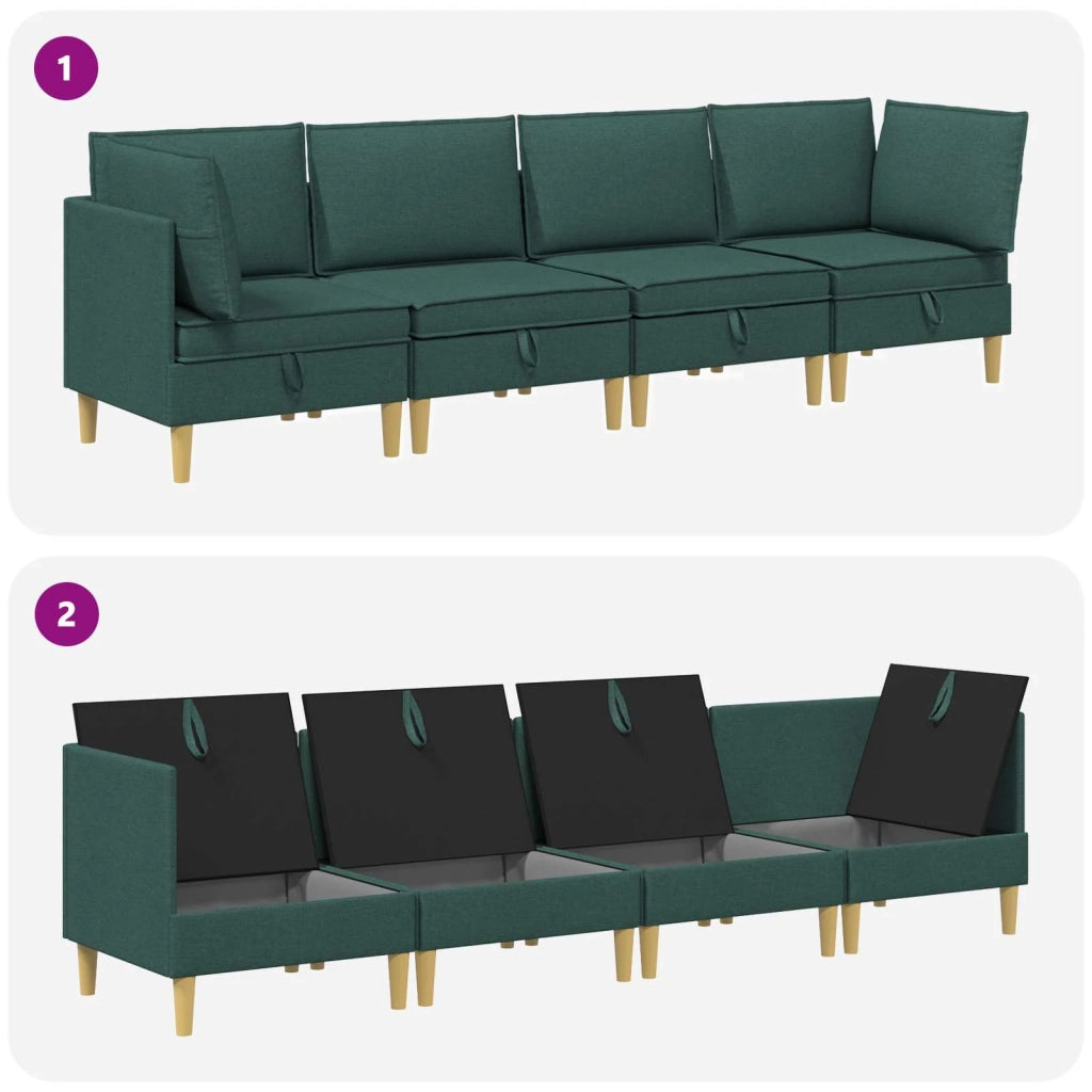 Set di mobili per il soggiorno 4 pcs Verde Scuro Tessuto 3413699