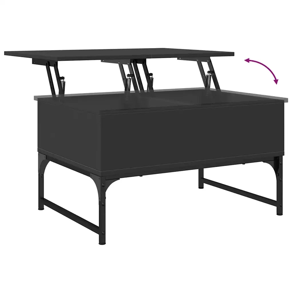 Tavolino da salotto | Tavolino da caff¨¨ | Tavolino da Soggiorno Nero 70x50x40 cm Legno Multistrato Metallo