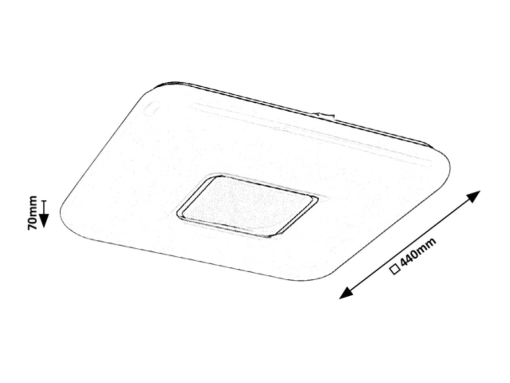 Plafoniera LED quadrata 44cm 72W telecomando cromata Rabalux