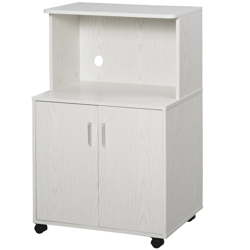 Carrello per microonde con ante ¨C zephmum ¨C bianco 60.4x40.3x97 cm