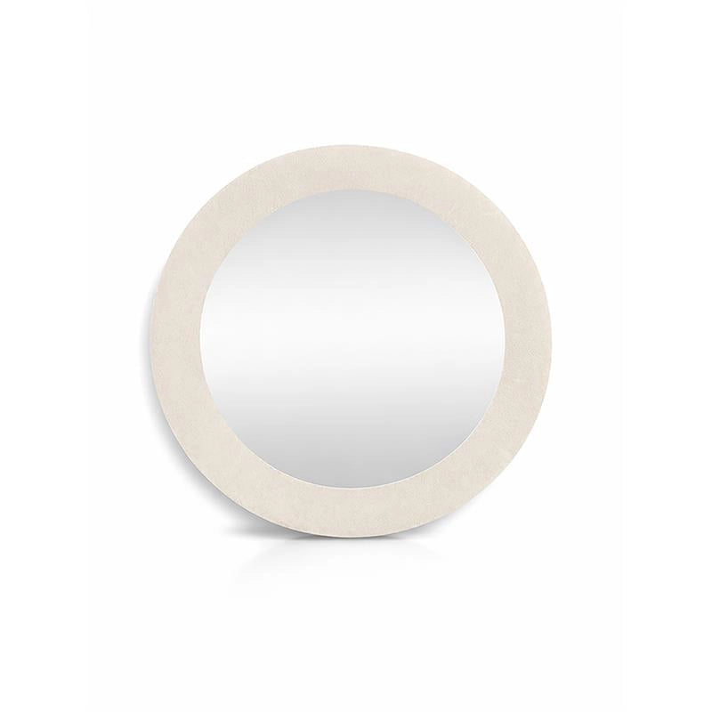 SPECCHIO ROTONDO IN VELLUTO CON GANCI PER APPENDERE DIMENSIONI 80X4.5CM - LINEA: GLOBO COLORE BEIGE