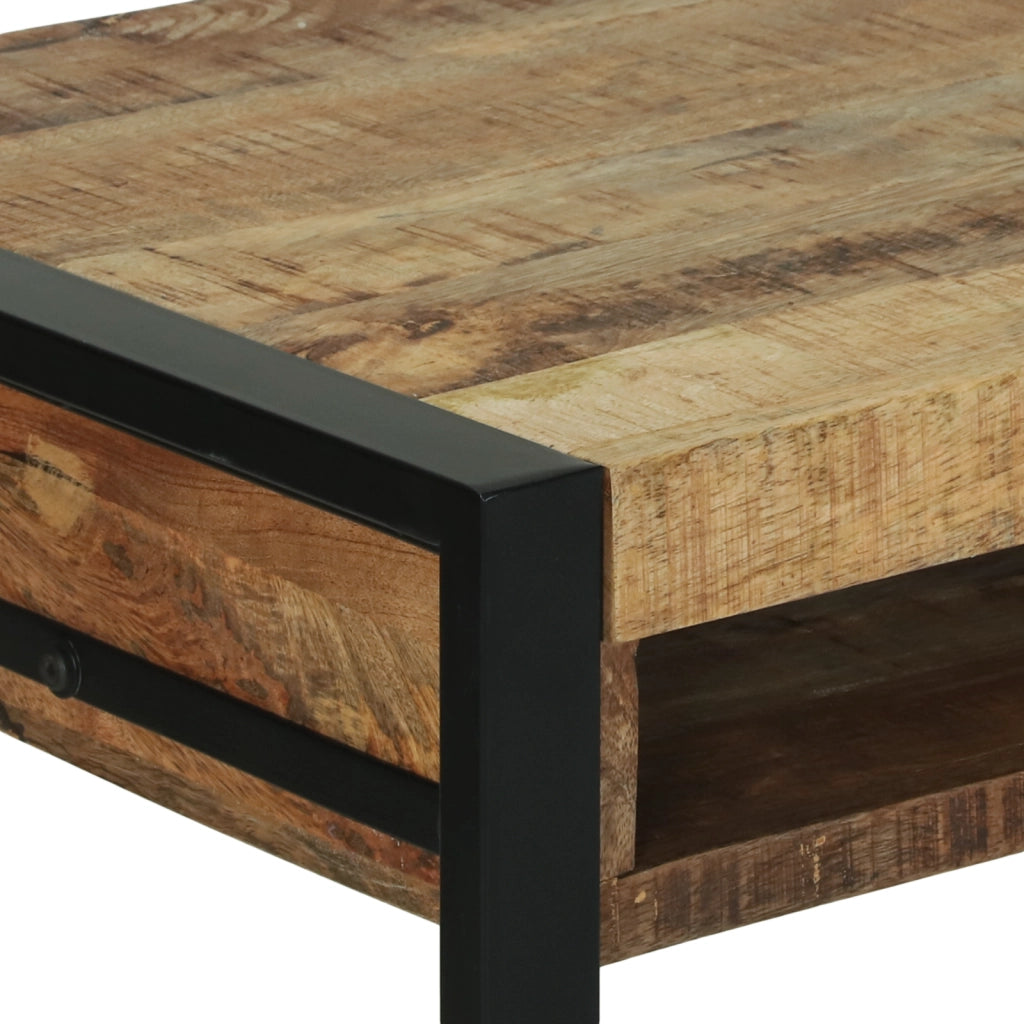 Tavolo da trucco con specchio 100x50x75 cm in legno massello grezzo di mango