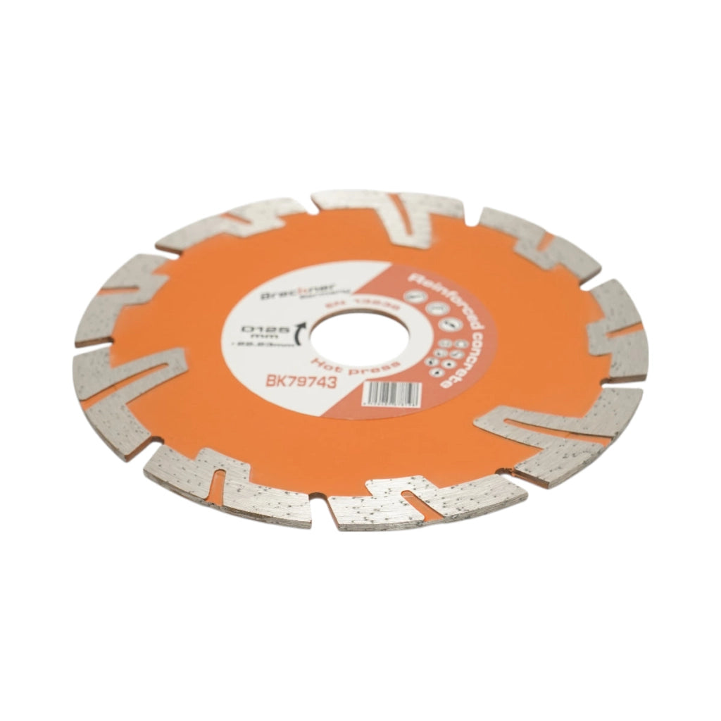 Disco diamantato turbo segmentato 125x22,23 mm, segmento 8 mm per BCA, mattoni, massetto, cemento armato Breckner Germany