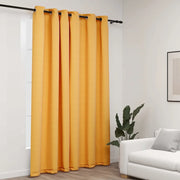 Tenda Oscurante Effetto Lino con Occhielli Gialla 290x245 cm 321195