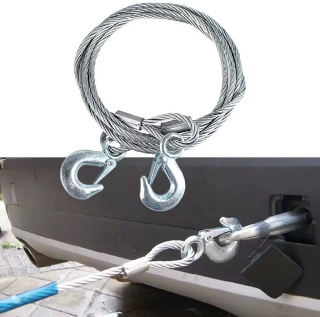 CORDA DA TRAINO 4 METRI PER RIMORCHIO IN ACCIAIO 15MM CAVO FUNE PESO MAX 5 TON