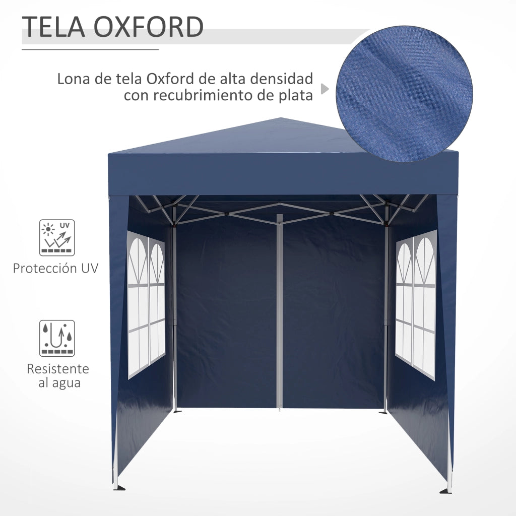 Gazebo da Giardino 4 Pareti 2 Porte 2 Finestre ¨C Zephmum ¨C Blu Oxford 2x2m