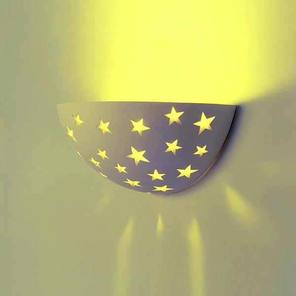 APPLIQUE IN GESSO LAMPADA DA PARETE A LED R7S STELLE LUMINOSE LUCE CALDA 3000K