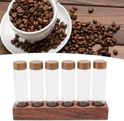 Coffeiere con 7 Tubi in Vetro - Contenitore per Conservazione delle Faccine di Caffè - Ricettacolo Multifunzionale - Ideale per Tè e Frutta Seca - Design Elegante - Contenitore per Caffè Conservazione
