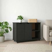 Mobile con Ruote Nero 100 x 39 x 65,5 cm Legno di Pino Massello 42028387