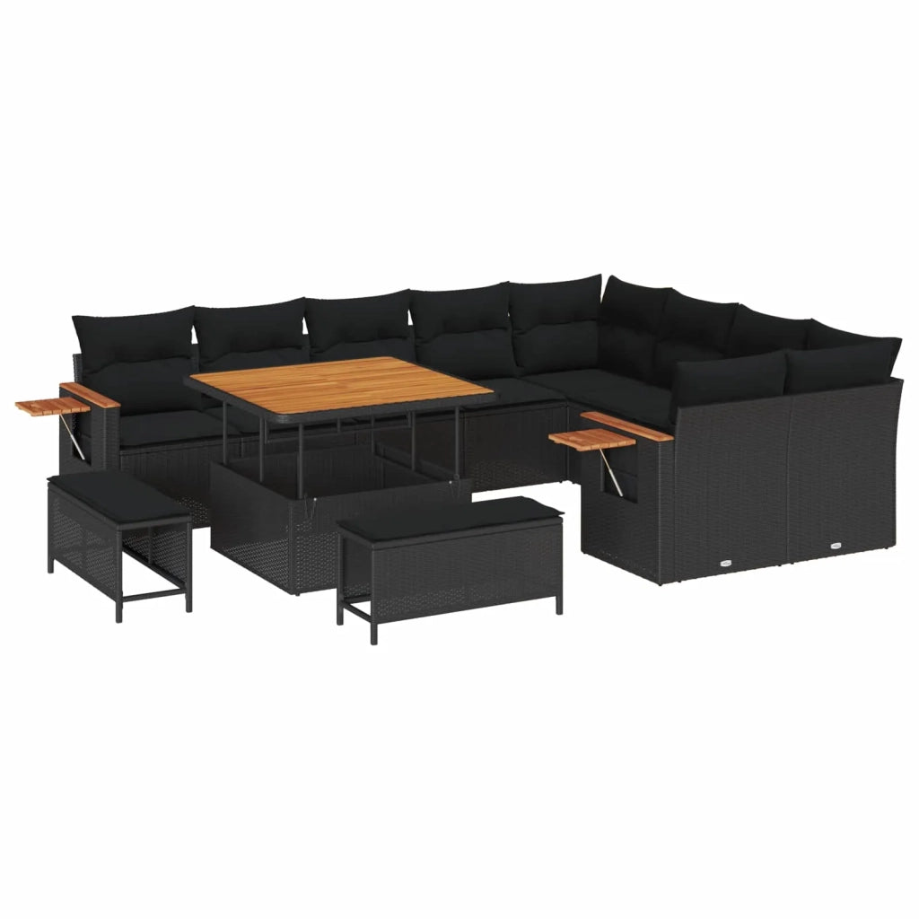 Set Divano da Giardino con cuscino 12 pcs Nero 3363204